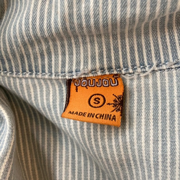 Jou Jou Stripped Zip Pocket Denim Jacket Size S - Picture 11 of 16